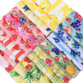 CraftsFabrics 2,5 x 44 Zoll, Blumen- und Karomuster, 42-teiliges Charm-Pack, 100 % Baumwolle, vorgeschnittener Stoff zum Quilten, Scrapbooking, Nähen, Patchwork